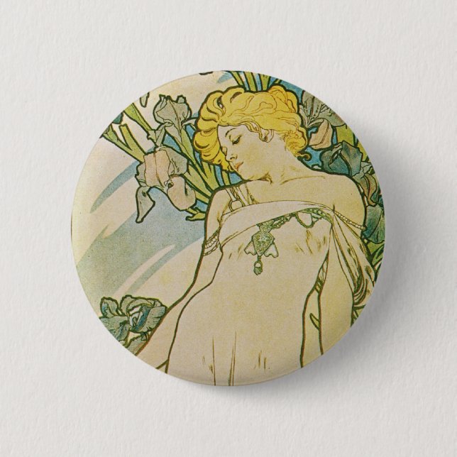 Bóton Redondo 5.08cm Art deco de Alphonse Mucha (Frente)