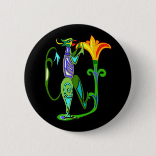 Bóton Redondo 5.08cm Art deco egípcio com um botão da flor de Lotus