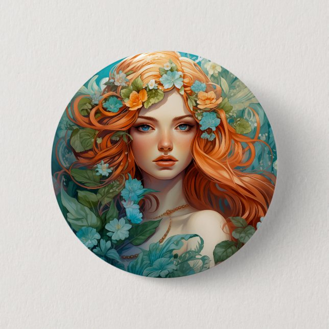 Bóton Redondo 5.08cm Art Nouveau Aos Sí Fada (Frente)
