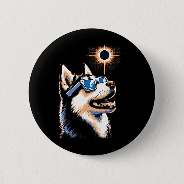 Bóton Redondo 5.08cm Art Solar Eclipse Rouco Cachorro Vestindo Óculos E (Frente)