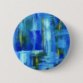 Bóton Redondo 5.08cm Arte abstracta que pinta Brushstrokes azuis do