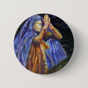 Bóton Redondo 5.08cm Arte da pintura do rosário de Mary da saraiva