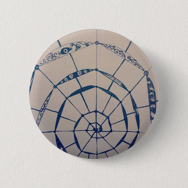 Bóton Redondo 5.08cm arte das teias de aranha yaei (Frente)