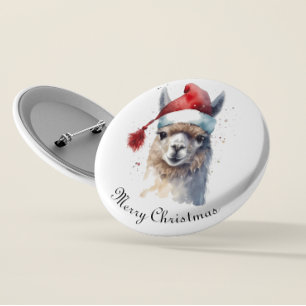 Bóton Redondo 5.08cm Arte de Alpaca de Natal Personalizada Fofa
