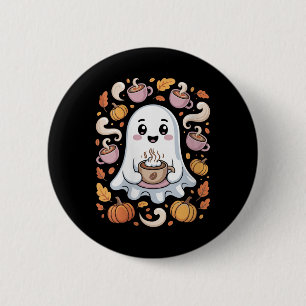 Bóton Redondo 5.08cm Arte de Café Fantasma Kawaii Feminino Para a Tempo