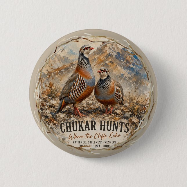 Bóton Redondo 5.08cm Arte de casal de perdiz Chukar (Frente)