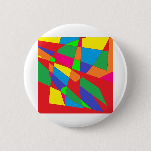 Bóton Redondo 5.08cm arte de cores vermelhas do bloco (Frente)