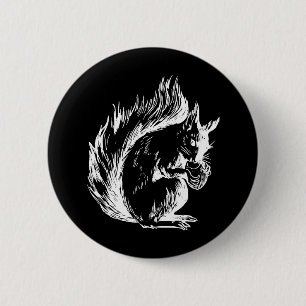 Bóton Redondo 5.08cm Arte de Esquilo Preto e Branco