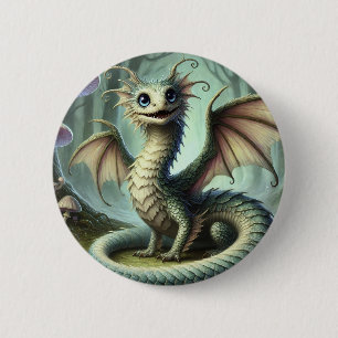 Bóton Redondo 5.08cm Arte de Fantasia de Criatura Fofa do Jabberwocky d