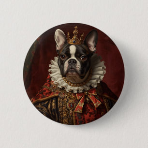Bóton Redondo 5.08cm Arte de Pug Preto Inspirada em Retrato de Rainha d