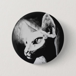 Bóton Redondo 5.08cm Arte de retrato de gato Sphynx sem pelo Pet Kitty