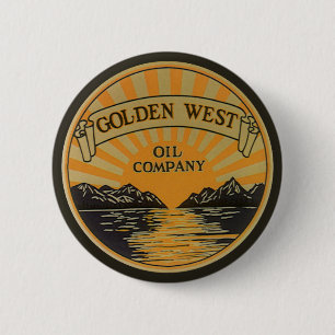 Bóton Redondo 5.08cm Arte de rótulo de produto vintage, Golden West Oil