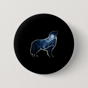 Bóton Redondo 5.08cm Arte de silhueta de cachorro uivando floresta mont