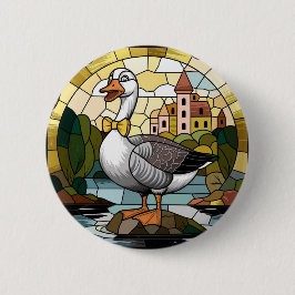 Bóton Redondo 5.08cm Arte de Vitral, Vitral Silly Goose