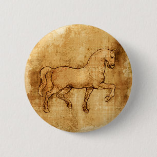 Bóton Redondo 5.08cm Arte do cavalo de Leonardo da Vinci