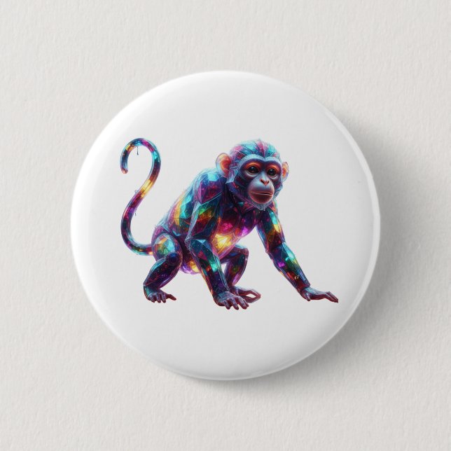 Bóton Redondo 5.08cm Arte do Macaco de Cristal (Frente)