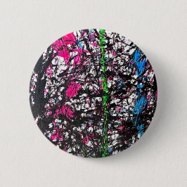 Bóton Redondo 5.08cm Arte em Mármore Preto, Rosa, Verde e Azul
