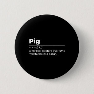 Bóton Redondo 5.08cm Arte Engraçada De Porco Bacon Para Homens Churrasc