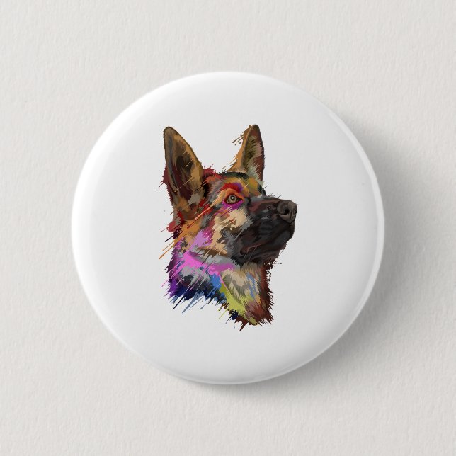 Bóton Redondo 5.08cm Arte inicial do german shepherd (Frente)