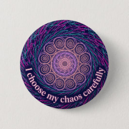 Bóton Redondo 5.08cm Arte Mandala do Caos da Neurodivergência TDAH