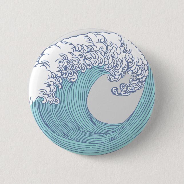 Bóton Redondo 5.08cm Arte Oceânica Onda Surf Japonês (Frente)