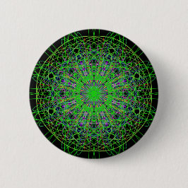 Bóton Redondo 5.08cm Arte preta verde da mandala do caleidoscópio