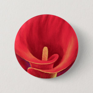 Bóton Redondo 5.08cm Arte tropical da flor do lírio vermelho de Cala -