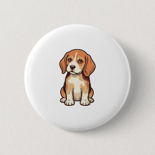Bóton Redondo 5.08cm Arte Vetorial de Cachorrinho Beagle com Gravura An