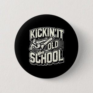 Bóton Redondo 5.08cm Artes Marciais de Karatê Old School Kickin It