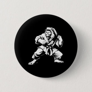 Bóton Redondo 5.08cm Artes Marciais Leão Desenho de Artes Marciais Kick