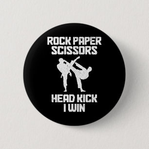 Bóton Redondo 5.08cm Artes Marciais - Tesoura de Papel de Rock Taekwond