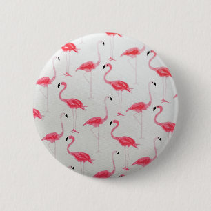 Bóton Redondo 5.08cm Artista Flamingo de Desenho de Flamingo Rosa
