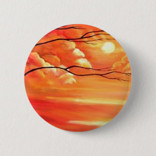 Bóton Redondo 5.08cm Árvore abstrato e Sunset Vermelho