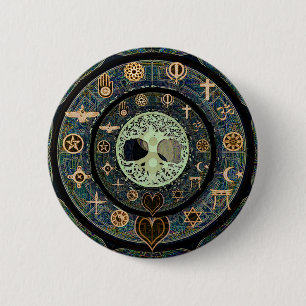 Bóton Redondo 5.08cm Árvore calma de Yin Yang do símbolo da vida