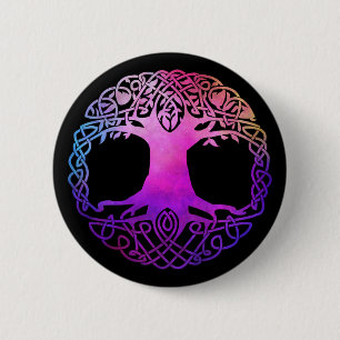 Bóton Redondo 5.08cm Árvore Celta Colorida da Vida