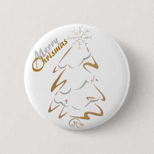 Bóton Redondo 5.08cm Árvore de Chrismas do ouro & da prata