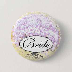 Bóton Redondo 5.08cm Árvore de Lavanda Folha de Coração Casamento de Pá