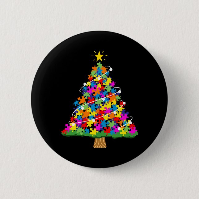 Bóton Redondo 5.08cm Árvore de Natal Autismo (Frente)