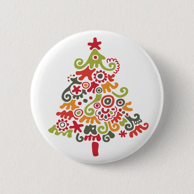 Bóton Redondo 5.08cm Árvore de Natal Colorida (Frente)