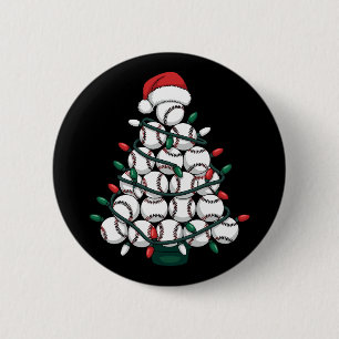 Bóton Redondo 5.08cm Árvore de Natal de Beisebol Papai Noel Esportes