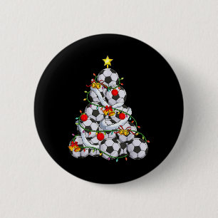 Bóton Redondo 5.08cm Árvore de Natal de Futebol Chapéu de Papai Noel Na