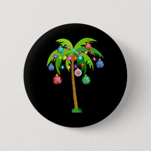 Bóton Redondo 5.08cm Árvore de Natal de Palmeira Havaiana Tropical Coco