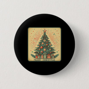Bóton Redondo 5.08cm Árvore de Natal Festiva Apresenta Vintage Bonita C