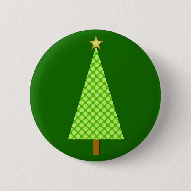 Bóton Redondo 5.08cm Árvore de Natal moderna da bolinhas verde limão (Frente)