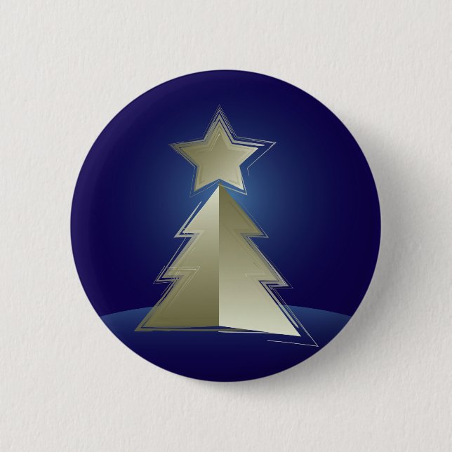 Bóton Redondo 5.08cm Árvore de Natal ouro (Frente)