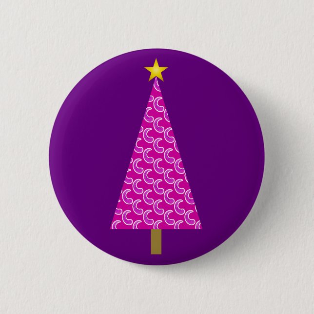 Bóton Redondo 5.08cm Árvore de natal roxa (Frente)
