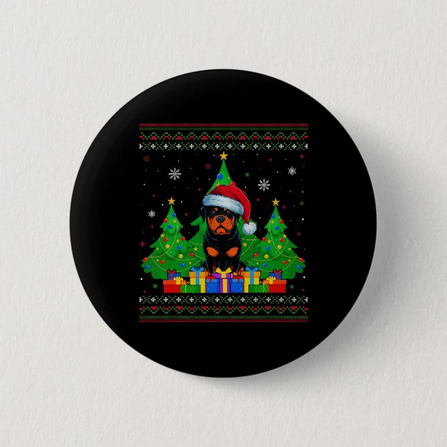 Bóton Redondo 5.08cm Árvore de natal Santa Hat Rottweiler D, suave (Frente)