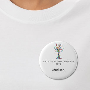 Bóton Redondo 5.08cm Árvore de nome personalizado da árvore da famíl
