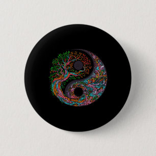 Bóton Redondo 5.08cm Árvore Yin Yang Da Vida Símbolo Taoísta Meditação