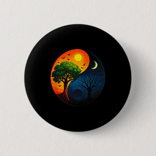 Bóton Redondo 5.08cm Árvore Yin Yang - Símbolo Budista de Meditação Yog